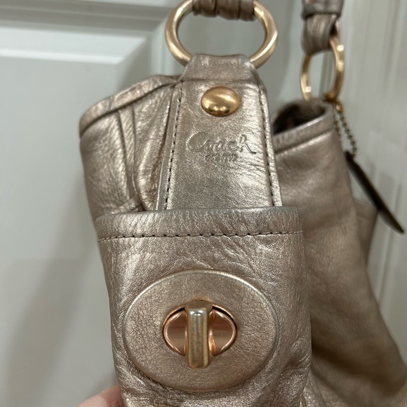 Rose Gold Metallic Coach Shoulder Bag - Picture 3 of 8